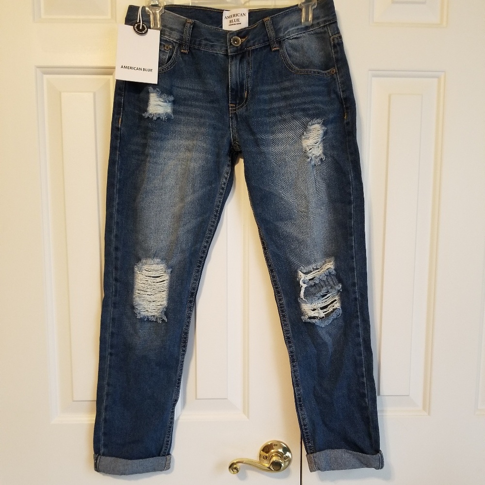 American Blue Ladies Distressed Jeans with Rips